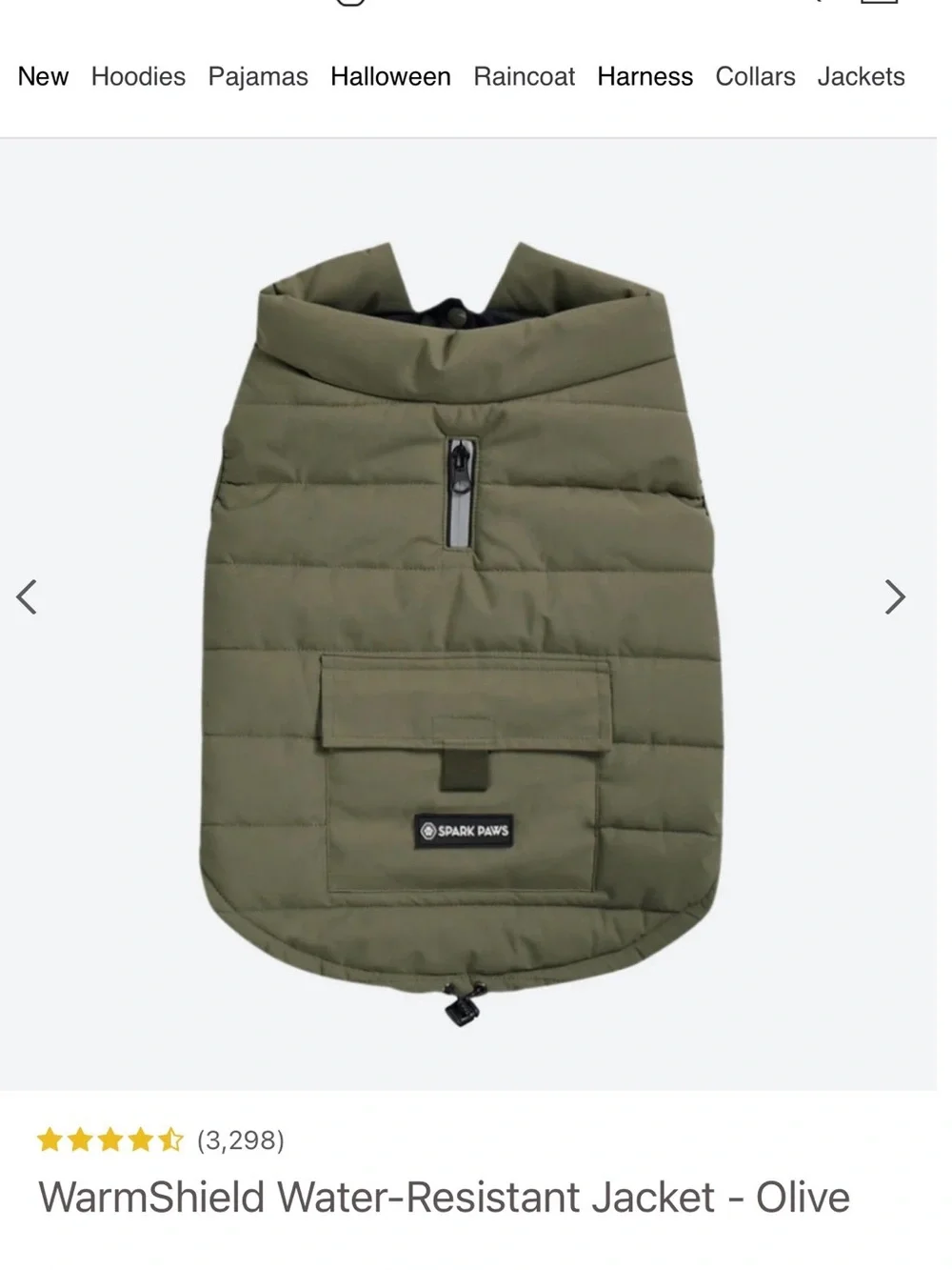 WarmShield Olive Puffer Dog Jacket - Water-Resistant